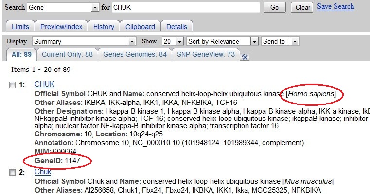 GeneID Search
